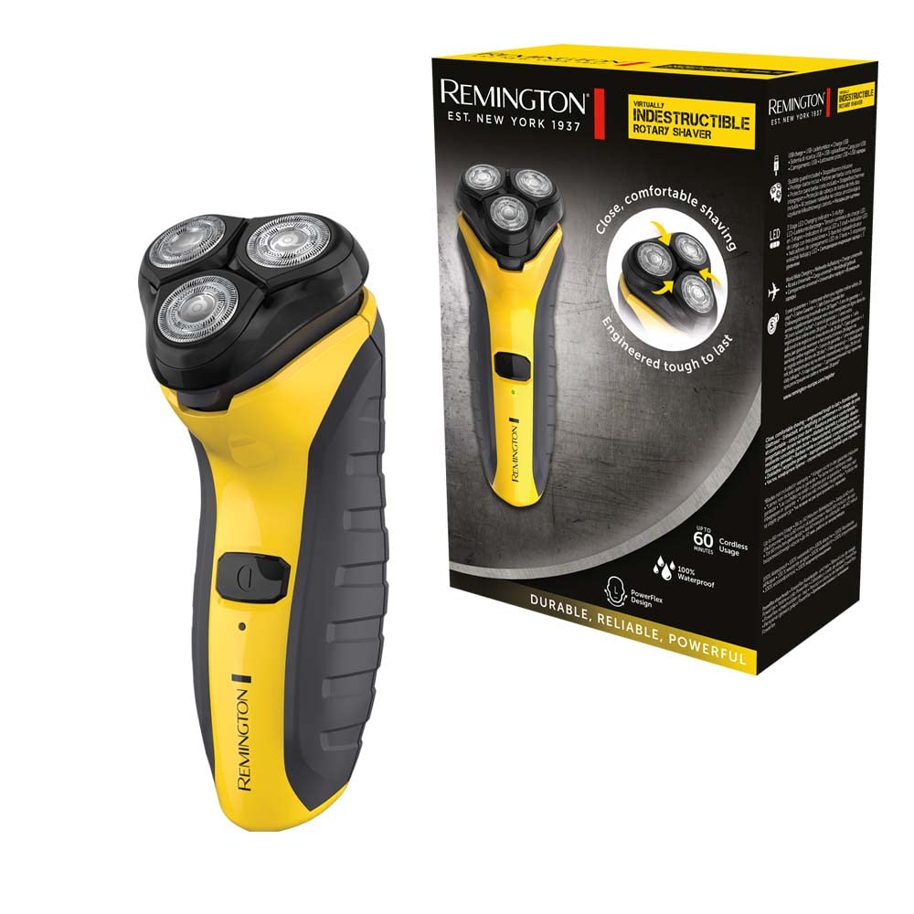 Remington Virtually Indestructible Men's Electric Shaver (Cordless, Wet & Dry, Rotary Shaver, Pop-up Detail Trimmer, 3-Day Stubble Styler Guard, USB Charging, 60-Minute Usage, 4-Hour Charge) PR1855