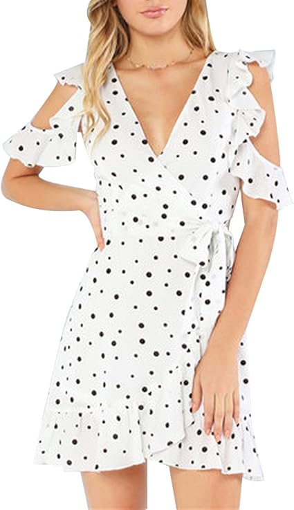 white ruffle beach dress