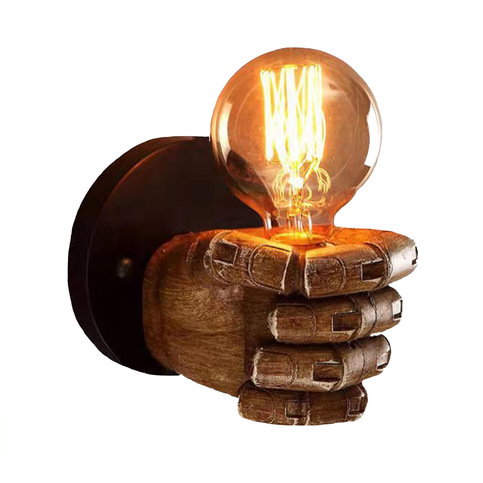 KRUIHAN Industrial Retro Fist-Shaped Wall Lights, E27 Lamp Holder,Creative Decor for Café/Bar/Home,Rustic Vintage Lamp for Living Room,Bedside,Bedroom,Loft,Hallway(Left Hand)