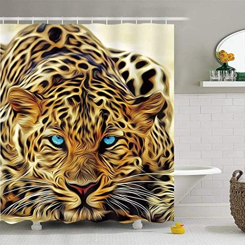 Womenfocus Custom Waterproof Fabric Shower Curtain Set with Hooks for Bathroom Bathtubs Decor, Mold/Mildew Resistant & Anti-Stain, 36x72 inch - Abstract Leopard Tiger 3D Animal Design