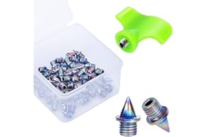 Lejof 50 Pcs Track Spikes, 1/8in & 3/16in & 1/4in & 3/8in & 1/2in Steel Track Shoe Spikes Replacements wiht Spike Wrench for Sports Running Track Shoes