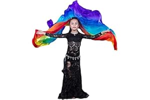 Aumulen 8mm Girls Hand-Made Belly Dance Silk Scarf Veils Gradual Colors