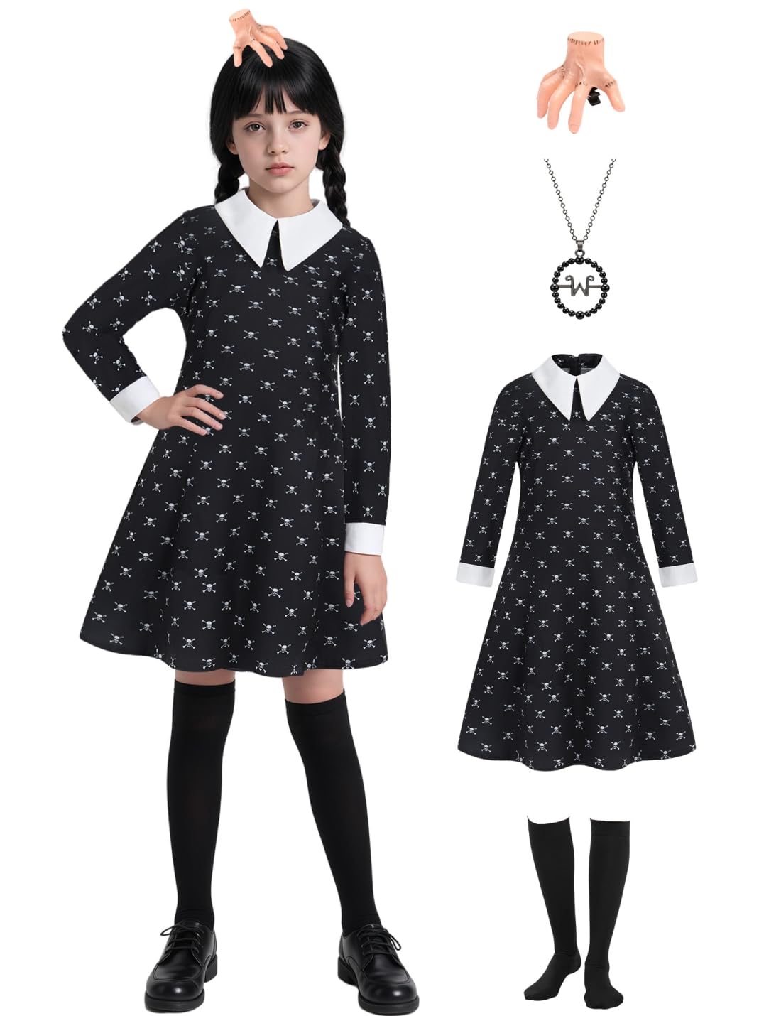 Photo 1 of Oumbivil Girls Halloween Costumes for Princess Costume Kids Black Dress with Socks Necklace Hairpin for Birthday Outfits OU039XL