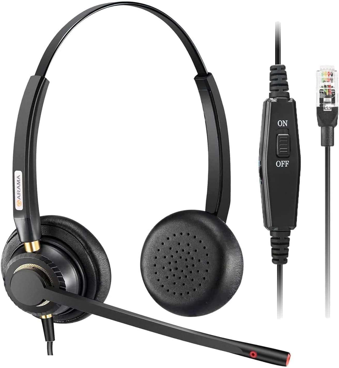 Arama RJ9 Telephone Headset with Microphone Noise Cancelling, Landline Phone Headset Work for Yealink T41S T42S T46S T48S T21P T23G T46U Avaya 1608 1616 9608 Call Centre Office