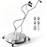 JANZ 24'' Pressure Washer Surface Cleaner with Dual Handle Pro | with 4 Wheels,Stainless Steel Housing,4 Replacement Nozzles and 2 Hose Adapters, for Driveways, Sidewalks Cleaning