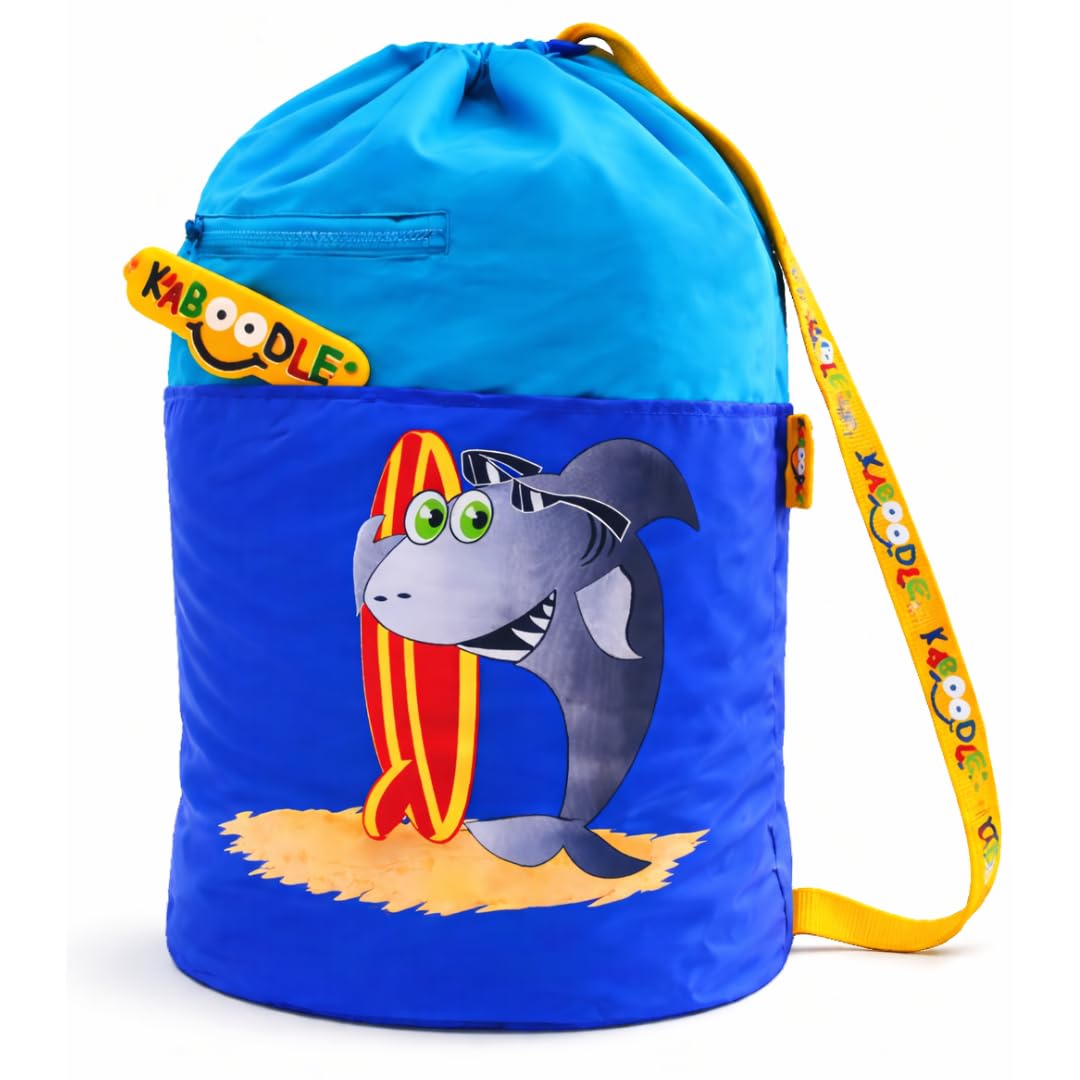 Kaboodle Childrens Waterproof Swim and Sports Bag - Aqua Blue and Royal Blue Shark