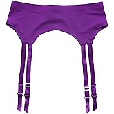 TVRtyle Women's Skin/Purple Seamless Plus Size 4 Wide Straps Metal Buckles Sexy Garter Belt for Stockings S506S