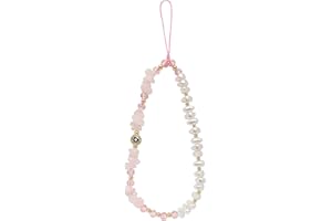 DLYFNVEV Healing Crystal Phone Charm, Amethyst Rose Quartz Aventurine Natural Stone Strap, Evil Eye Phone Keychain Chain Accessory