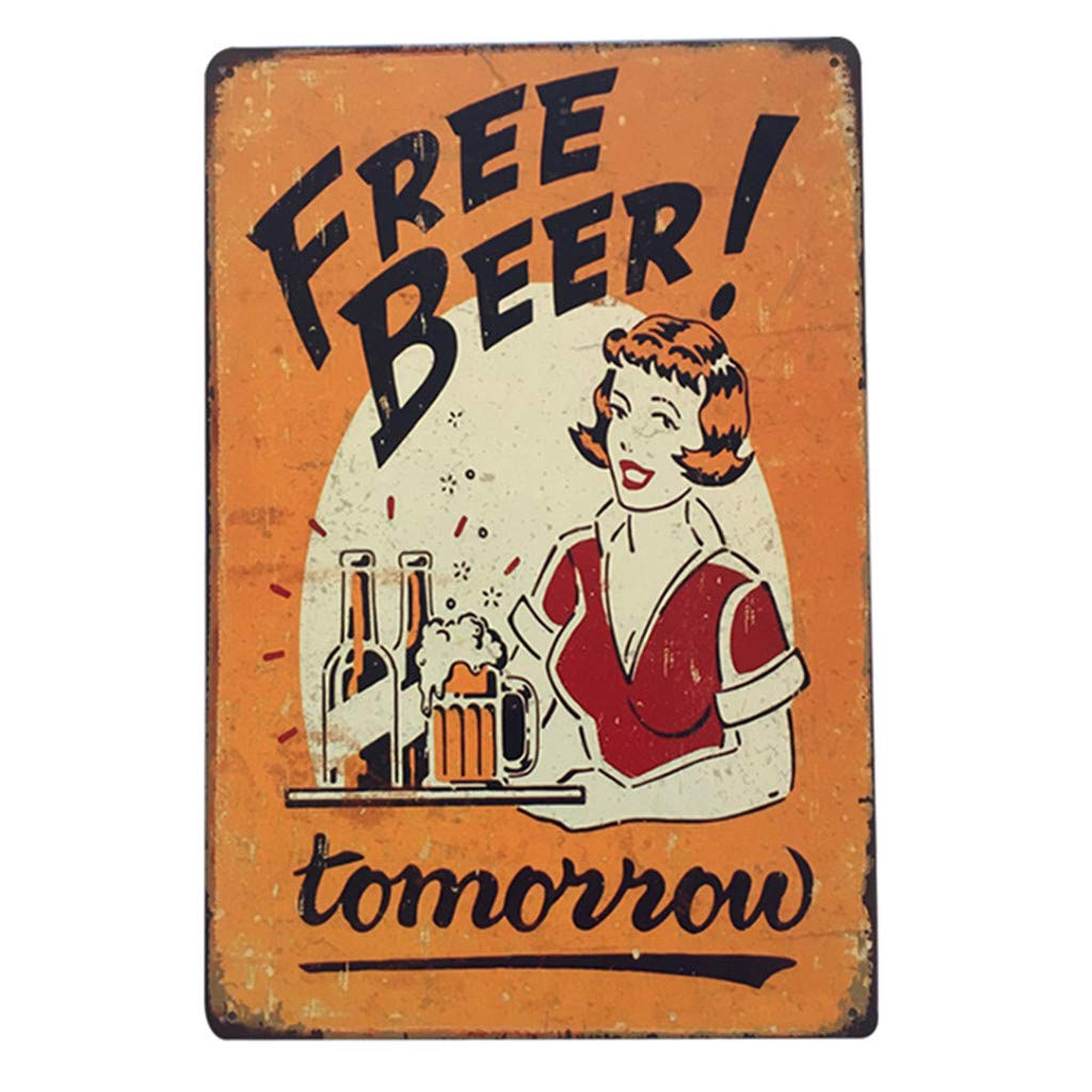 20x30cm Retro Vintage Bar Metal Sign Poster fit for Cafe Bar Restaurant Pub Home Bar Accessories (Beer-B-5)