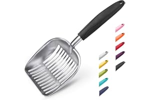WePet Cat Litter Scoop, Aluminum Alloy Sifter, Kitty Metal Scooper, Deep Shovel, Long Handle, Poop Sifting, Kitten Pooper Lif