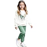 xueteox Teen Girls' Casual Clothing Set, Butterfly Print Pullover Tops and Sport pants 2 Piece Fall Sweatshirts