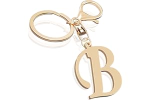 SUWEIBUKE Cute Stainless Steel Gold Initial Letter Keychain for Women Girl, Charms for Key Handbag Backpack Bag, Personalized Gift
