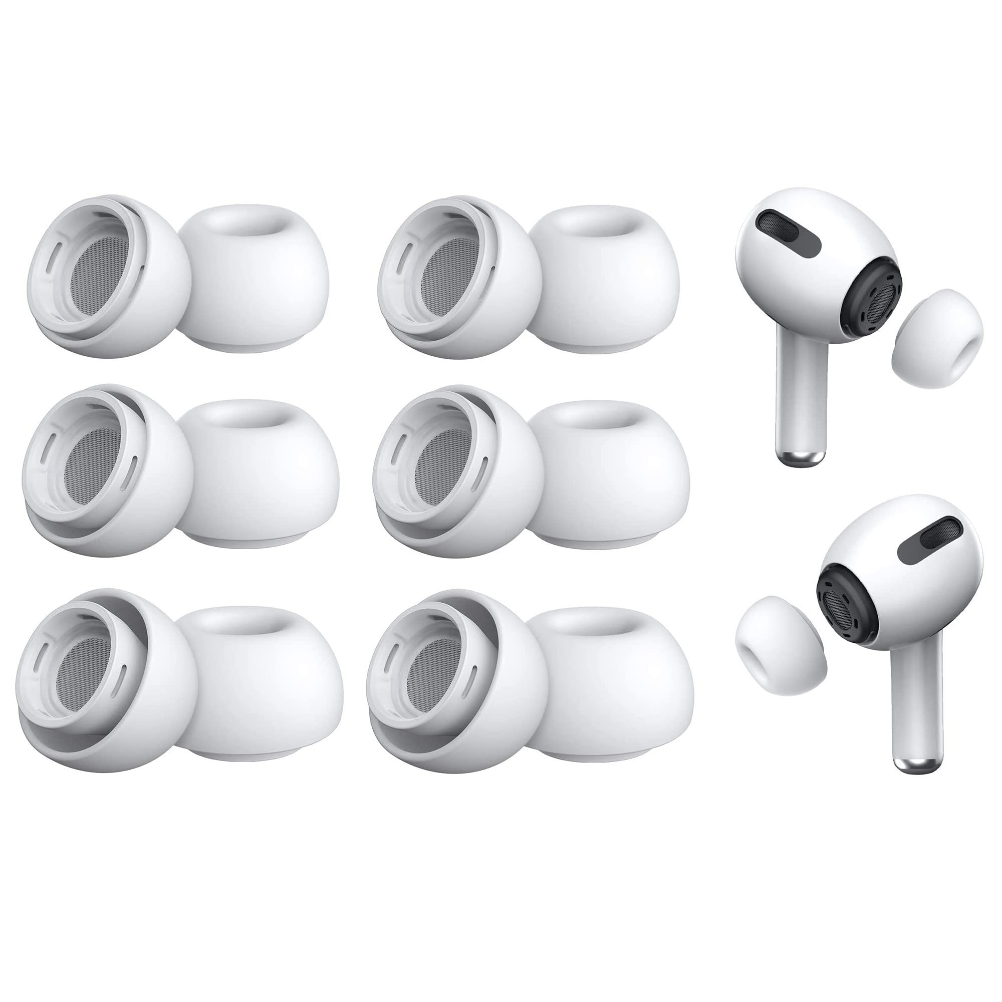 Hsthe Sea 6 Pairs Replacement Earplugs for Airpods Pro Silicone Ear Pads Earphone Tips Replacement Earbuds Case Silicone Soft Earphone Pads Silicone Earbuds for Airpods Pro (S/M/L,White)