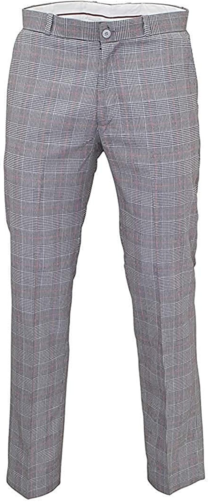 Pantalon Femme Prince De Galles - Coupe Droite Légèrement Large - Taille Avec Passants - Fermeture Zip Et Bouton - Modèle élégant Décontracté