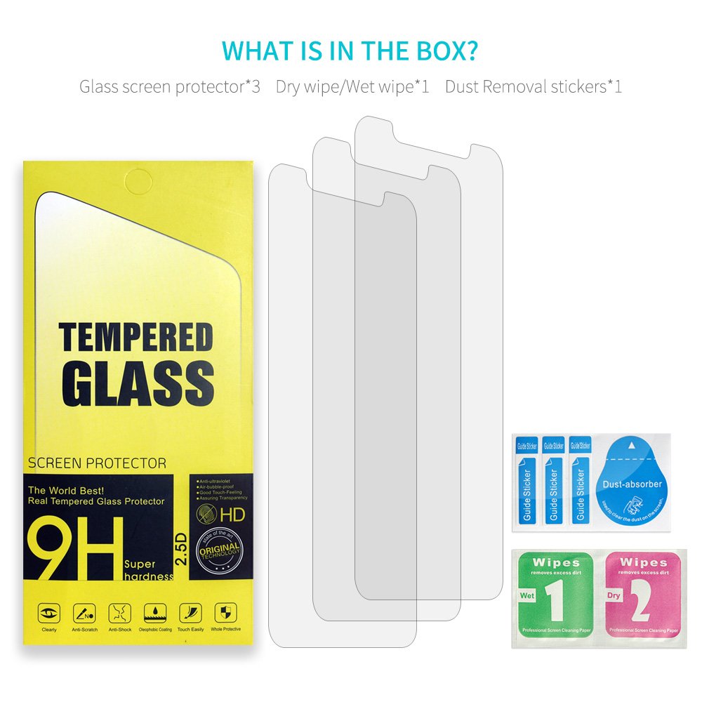 iPhone X Screen Protector, 3 Pack KEEKOON Tempered Glass Protector HD Clear 9H Hardness Full Coverage Film for Apple iPhone X/10