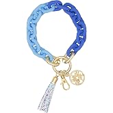 Lilly Pulitzer Chain Link Keychain Bracelet, Keychain Wristlet with Tassel, Cute Key Ring Bracelet for Women