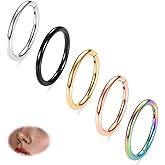 PEAKLINK 316L Hinged Segment Seamless Clicker Ring Nose Ring Hoop Septum Helix Conch Piercing Jewelry 5PCS Daith Lip Lobe Hoop Earrings