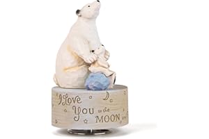 AIDLNS Polar Bear Musical Collectible Figurine, Polar Bear Music Box Love You to The Moon and Back Sculpted Hand-Painted Figure Anniversary Birthday Gifts for Mom Daughter Son, Twinkle Twinkle Little Star…