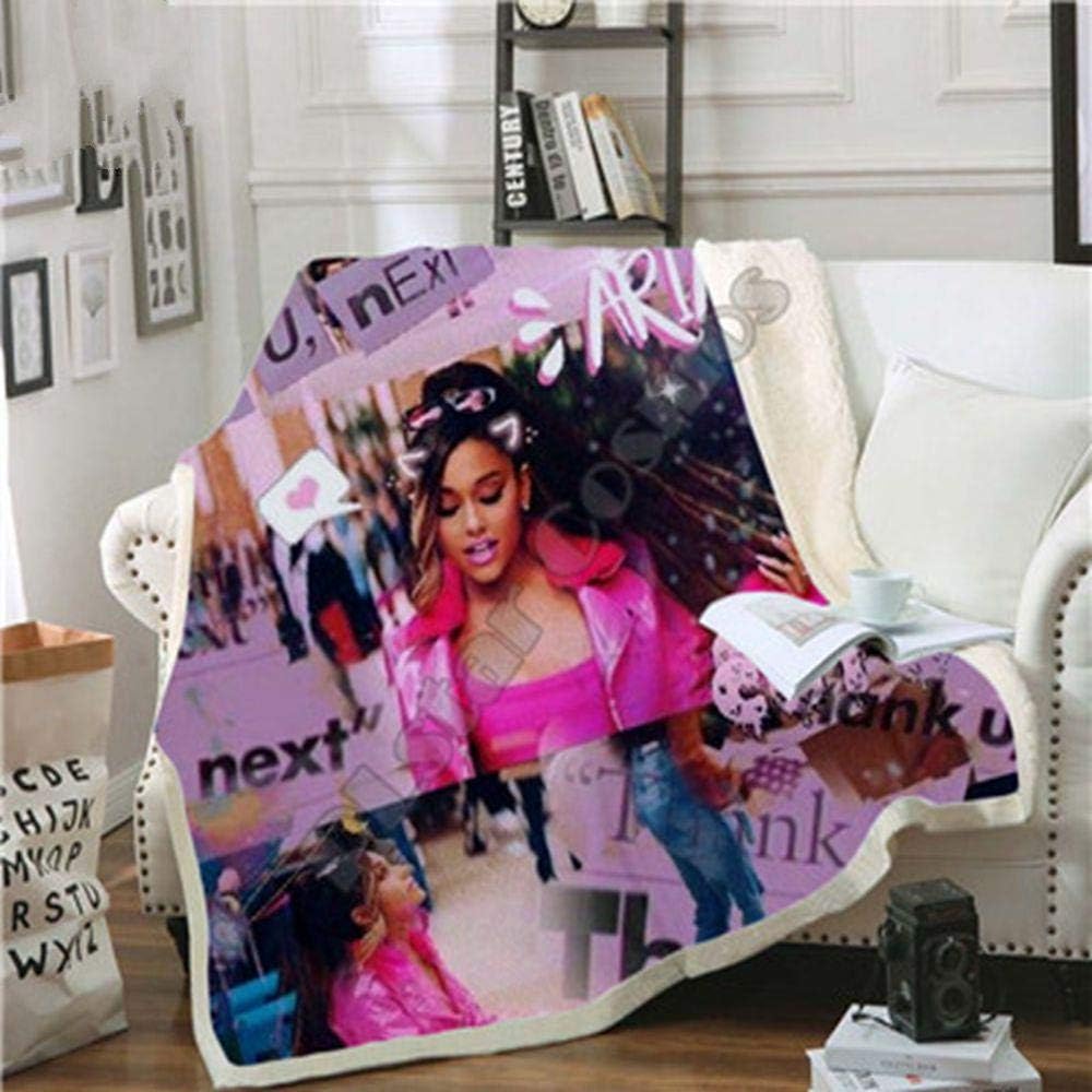 Yoin Celebrity Ariana Grand Design Blanket Plush 3d Printed for Adults Sofa Sherpa Fleece Bedspread Wrap Throw Blanket Microfiber -14,Pink,130x150cm