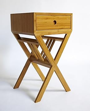 Beistelltisch/Telefontisch, Bambus massiv natur, 37 x 65 x 35 cm