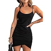 Acelitt Summer Dresses for Women 2025 Casual Spaghetti Strap Wrap Mini Dress Beach Sundress