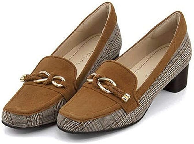 Amazon リーガル レディース ローファー 太ヒール 痛くない 歩きやすい 疲れない ビット付き クッション性 美脚 Ee カジュアル デイリー トレンド F64k ベージュファブリック 24 0cm パンプス