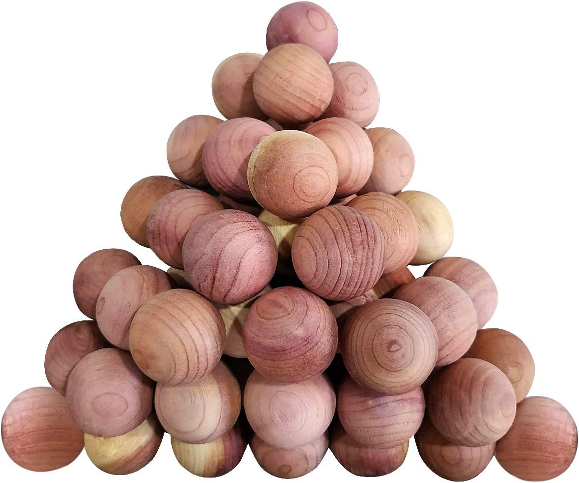 Cedar Balls for Clothes and Shoes Storage, Cedar Blocks for Hangers, 48 Pack