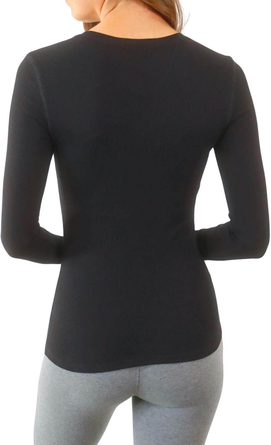 Pure Look Women's Long Sleeve Waffle Knit Stretch Cotton Thermal Underwear Shirt at  Women’s Clothing store