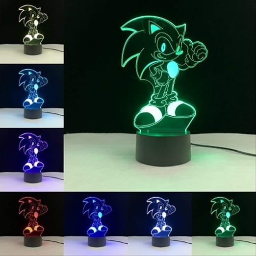luz nocturna 3d sonic 3d cartoon touch lampara remota base luz nocturna colores bombilla sensor iluminacion hogar dormitorio decoracion bebe ninos