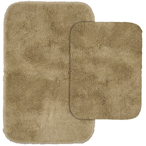 Garland Rug 2-Piece Finest Luxury Ultra Plush Washable Nylon Bathroom Rug Set, Taupe