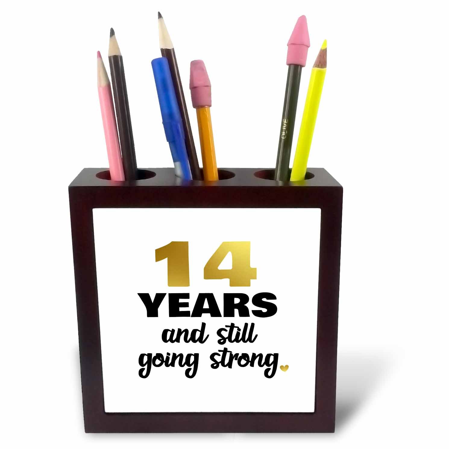 3dRose 14 Year Still Going Strong Fourteenth 14th Wedding Anniversary Gift-Tile Pen Holder, 5-Inch (Ph_274357_1), 5 Inches