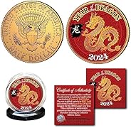 2024 Year of The Dragon Chinese Lunar New Year of The Dragon 24K Gold Plated JFK Kennedy Half Dollar Coin