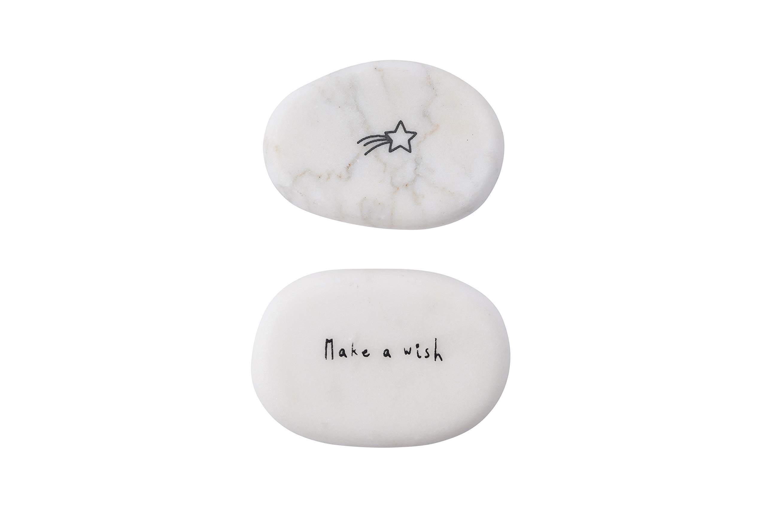 CGB Giftware | Single Marble ‘Make A Wish' Double Sided Decorative Pebble Stone Ornament Keepsake with Sentiment Wording and Design | GB03514F
