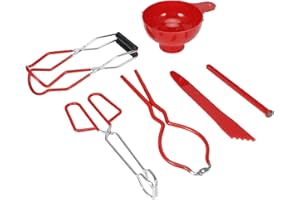 Sunicon Canning Supplies, 6PCS Canning Kit Non Slip Food Tongs Jar Lifter Jar Wrench Lid Lifter Funnel Measurer Set for Begin
