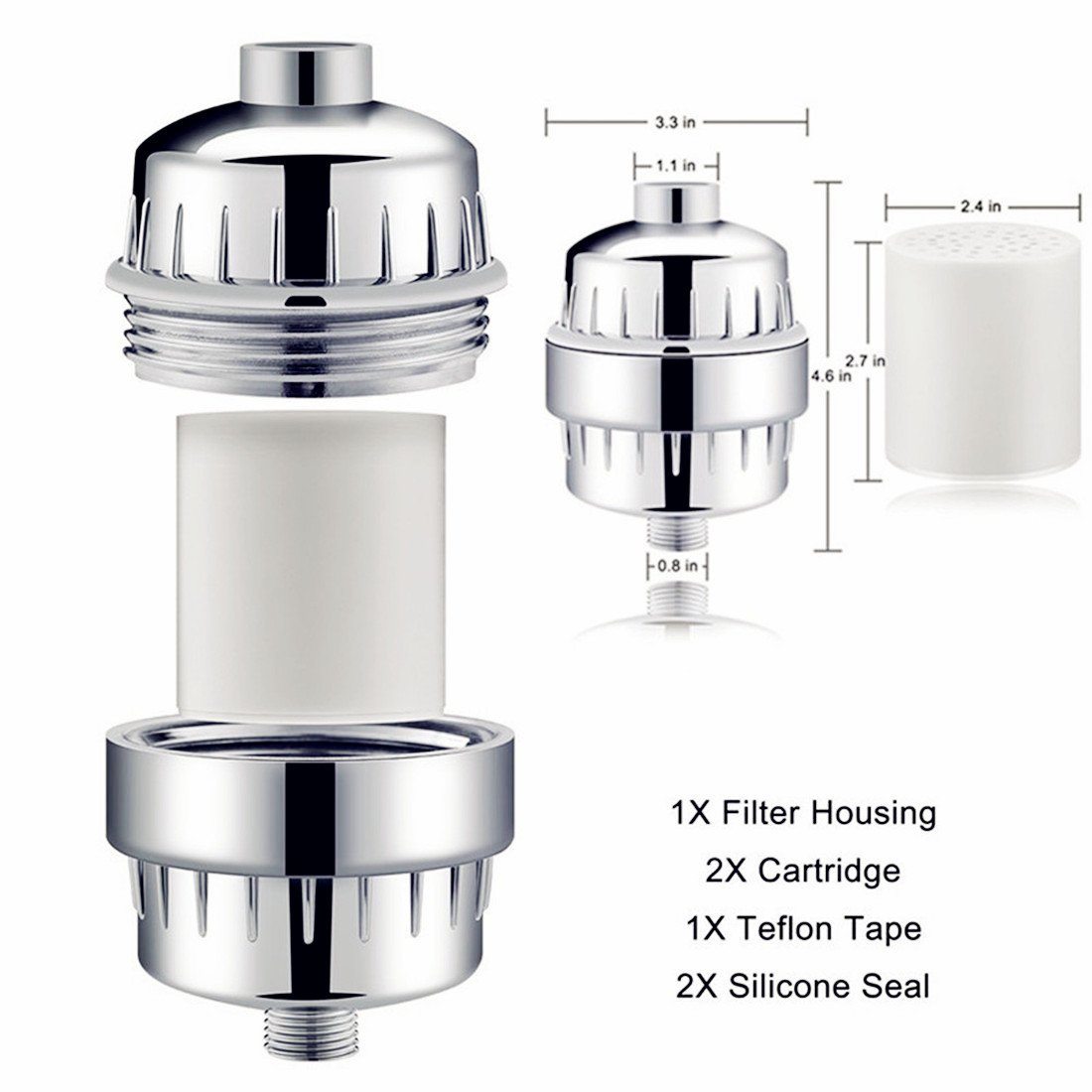 Sobotoo Shower Filter,10-Stage Shower Water Filter with 2 Cartridges-For Any Shower Head and Handheld Shower -Removes Chlorine,Impurities&Unpleasant Odors from Water- Boosts Skin and Hair Health