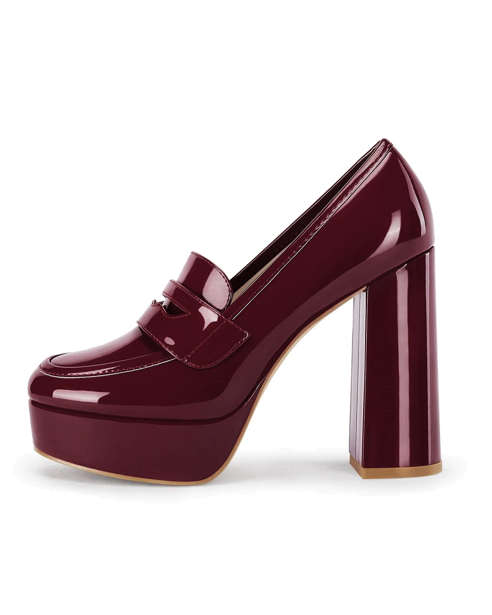 Patent Leather Lointy Toe Chunky Heel Women's Shoes