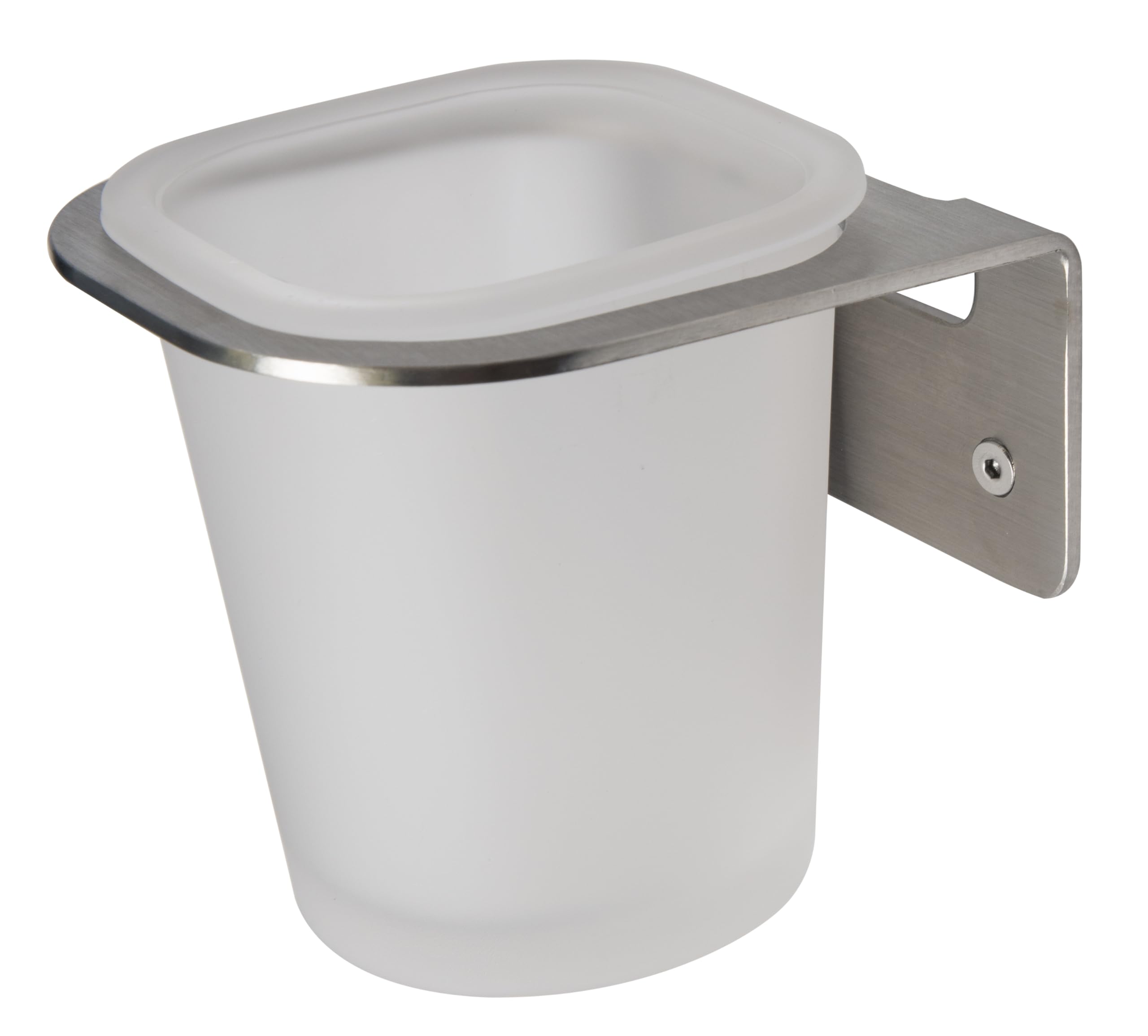 Croydex Columba Industrial Style, Wall Mounted Tumbler Bathroom Mount Brushed Stainless Steel & Frosted Glass Tumbler, Fixings Included.