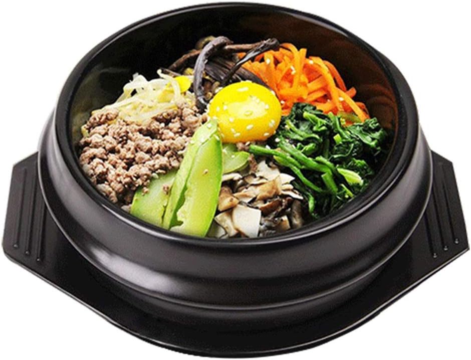 Pot bibimbap Pot Korean high Temperature Stone Pot Mix Sauce Stone Pot Fish nonstick pan Household Casserole Pot (Color : Black, Size : 14CM*7.5CM)