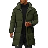 HEEKPEK Men's Hood Puffy Quilted Jacket Winter Warm Long Puffer Coat Windproof Full Zip Thicken Outerwear with 4 Pockets
