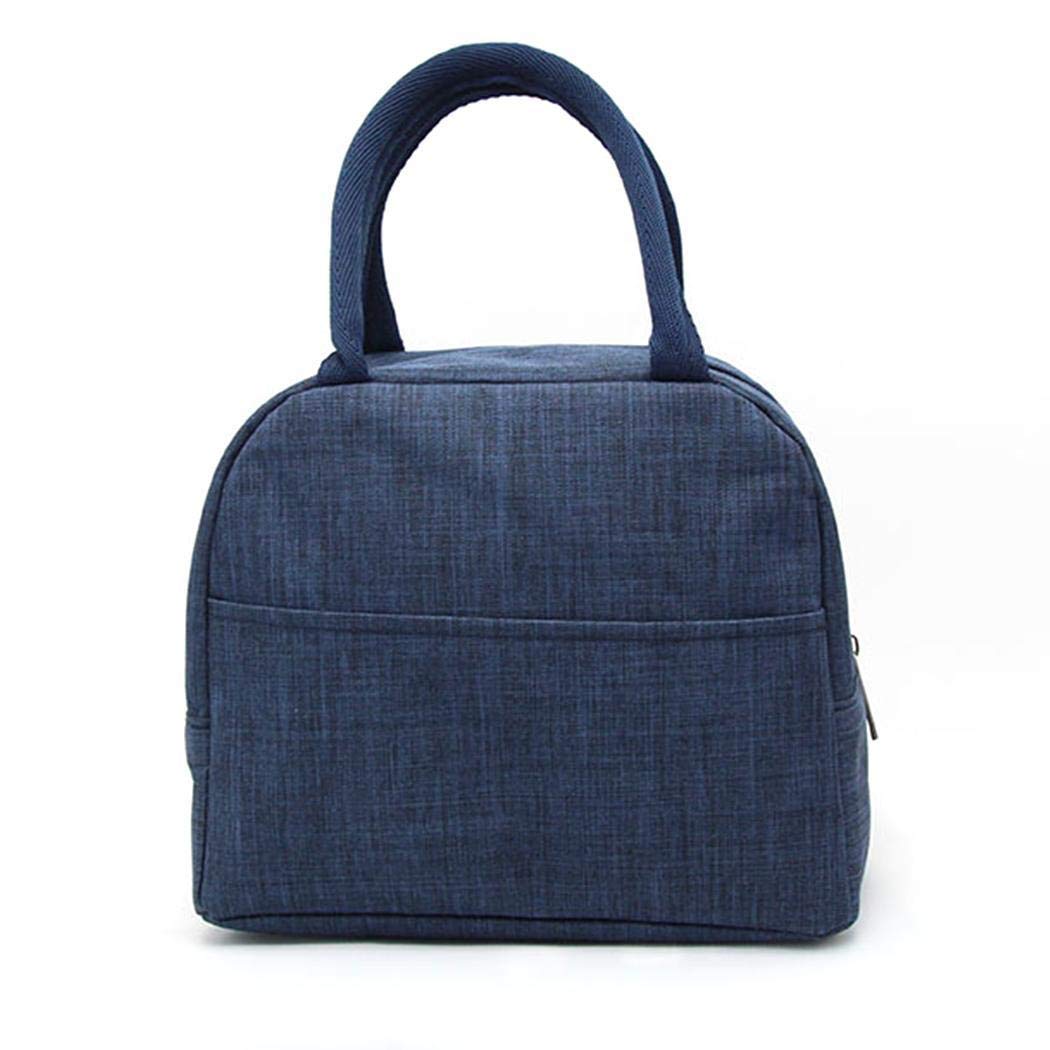 mekolen Creative Thickening Insulation Lunch Bag Thermal Bento Handbag Travel Totes, Navy Blue