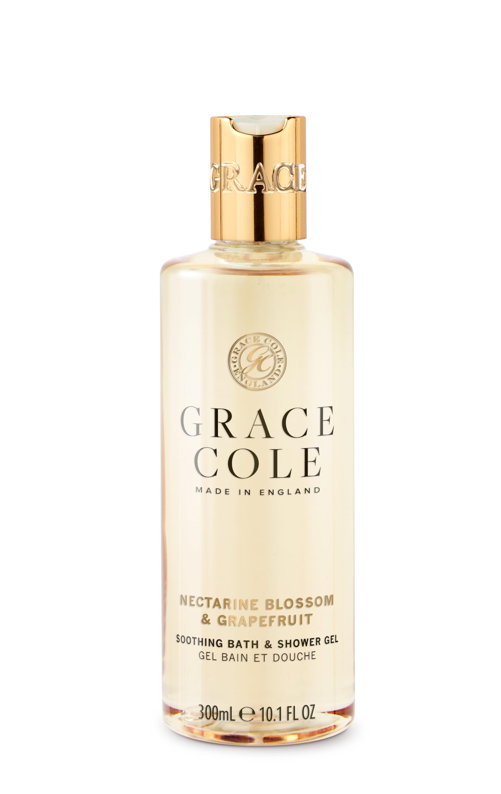 Grace Cole Bath & Shower Gel Nectarine Blossom & Grapefruit Fragrance 300ml - Essential Oils - Vegan Friendly & Cruelty Free, Contains No SLS or Parabens - Made In England