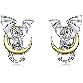 Lypic 925 Sterling Silver Dragon/Chicken/Sloth/Bunny Stud Earrings Animal Stud Earrings Cute Animal Jewelry Gifts for Women