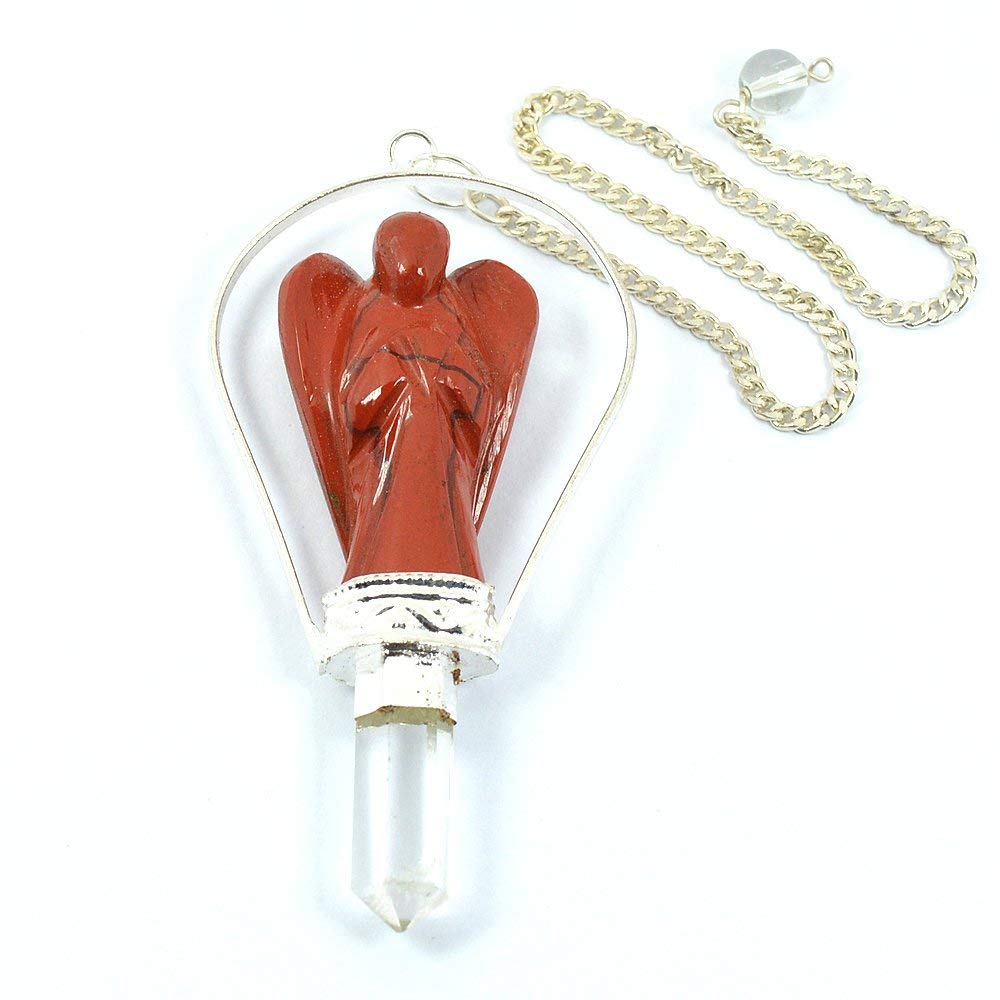 Indian Crystal Company Dowser Angel Dowser - Pendulum for Reiki Chakra Healing Crystal Stone (Red Jasper)
