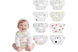 WILAND 8-Pack 360° Rotate Organic Cotton Baby Bibs, Newborn Muslin Bibs For Teething And Drooling,Unisex Baby Bibs For Toddler, Adjustable With Snaps, Super Soft & Absorbent Baby Bibs For Boys And Girls.
