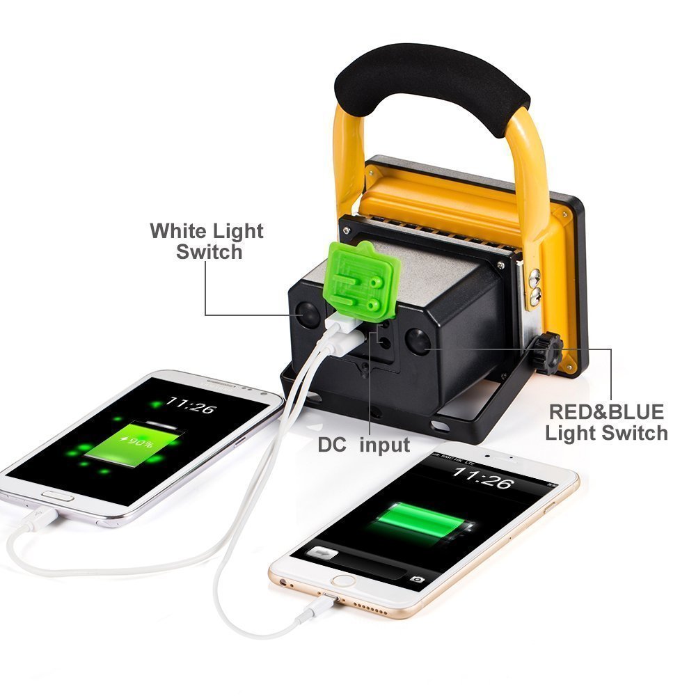 Lanfu 15W LED Arbeitsleuchte Baustrahler 4000mAh Tragbar 24 LED-Birnen Flutlicht-Taschenlampen, IP65 Work Akku Light Lampen Torches, Außen Beleuchtung für Camping Fischen Forschungsreise Auto Hüten