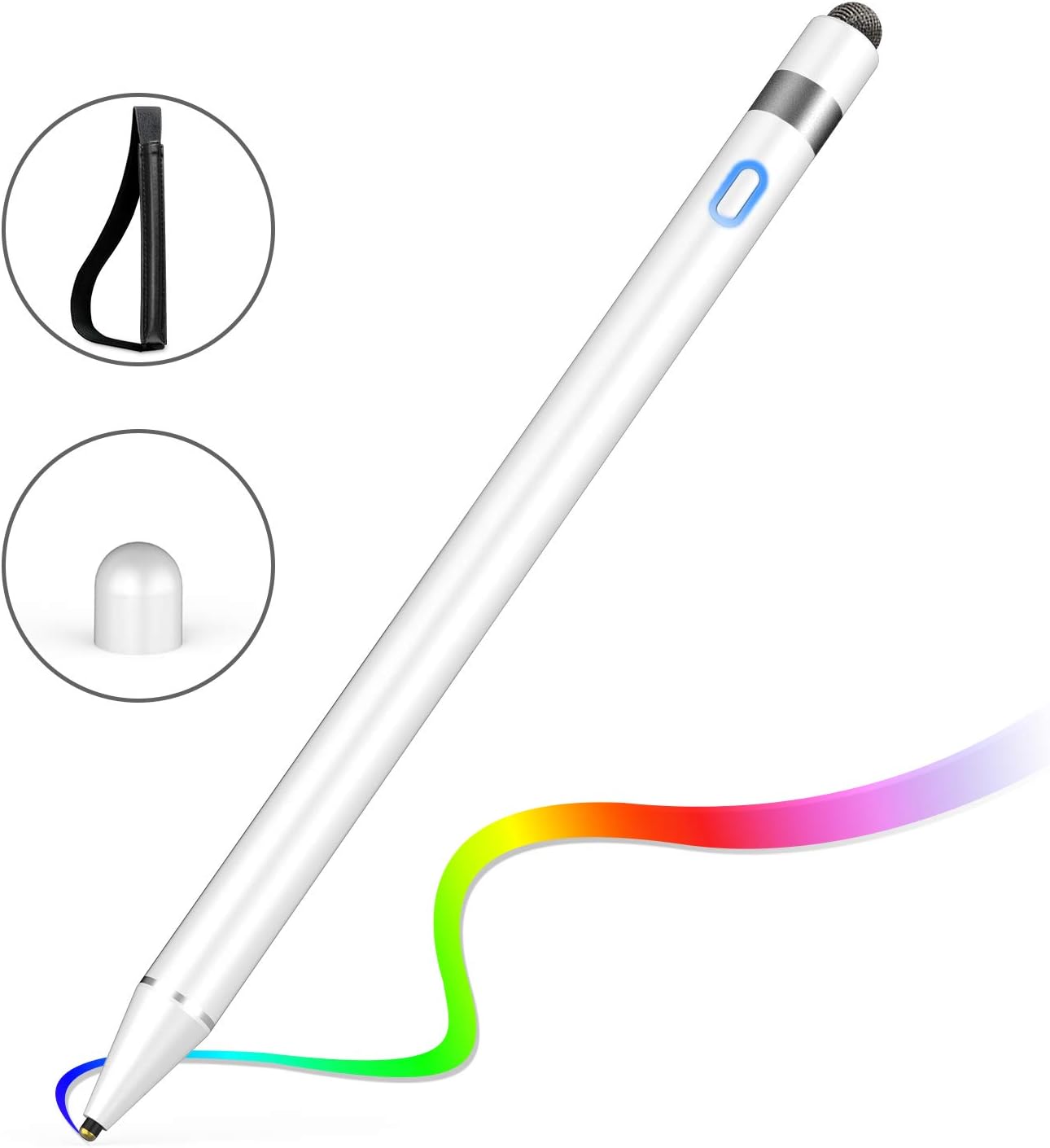 Stylus Pens for Touch Screens, 2 in 1 High Sensitive Rechargeable Active Styli Tip, 5 Mins Auto-Off Smart Digital Pencil Compatible for Apple iPad, iPhone, Android Tablet