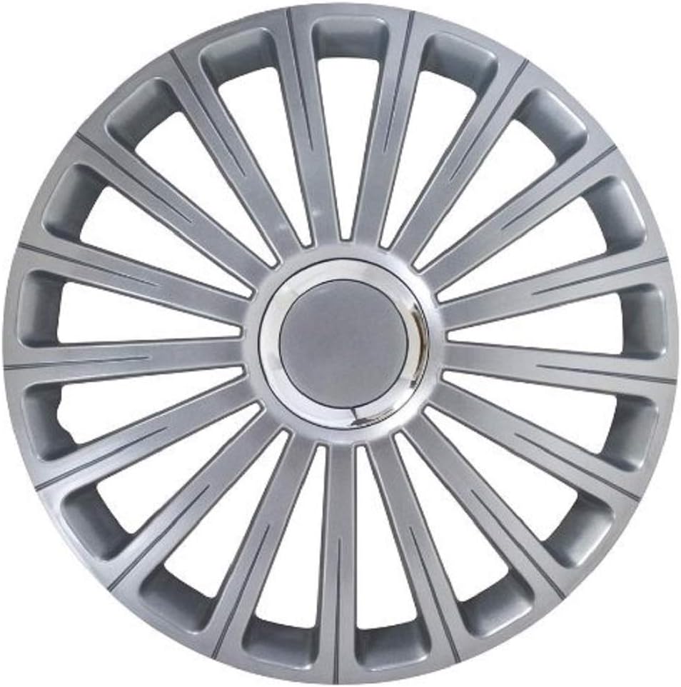 Petex Radical Pro RB535114 Wheel Trims 14 Inch Double-Lacquered with Chrome Ring ABS Plastic in Box Silver - Set of 4