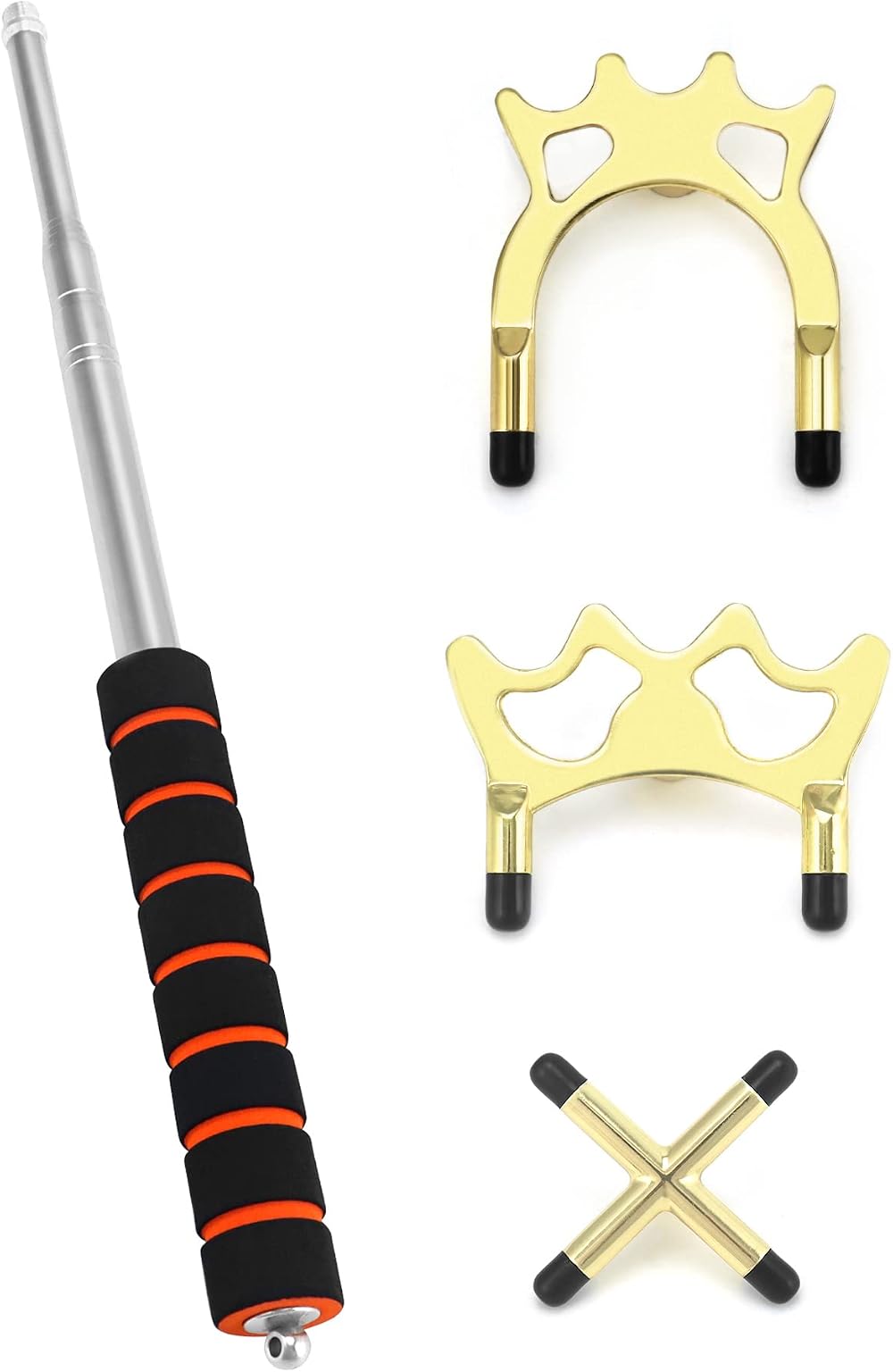 QWORK Telescopic Snooker Cue Bridge with 3 Brass Heads 35-150 cm