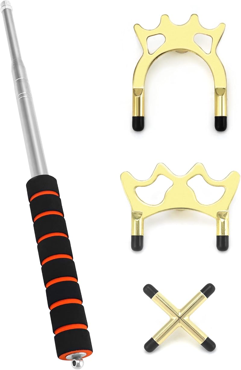 QWORK Telescopic Snooker Cue Bridge with 3 Brass Heads 35-150 cm
