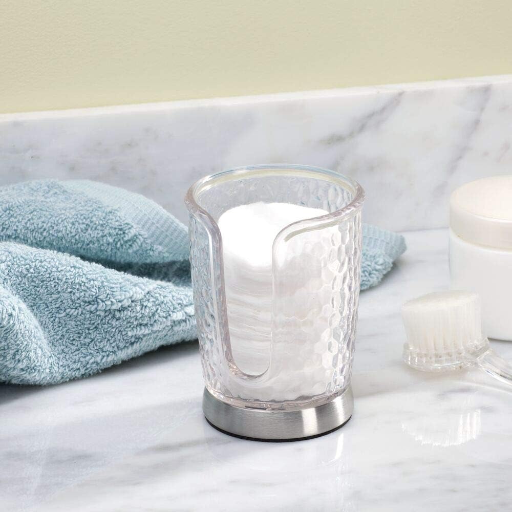 mDesign Modern Plastic Compact Small Disposable Paper Cup Dispenser - Storage Holder for Rinsing Cups on Bathroom Vanity Countertops - Clear/Brushed: Home & Kitchen